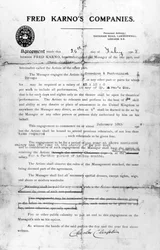 Accord conclu entre les compagnies de Fred Karno et Charles Chaplin, 25 juillet 1908